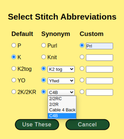 choose abbreviations